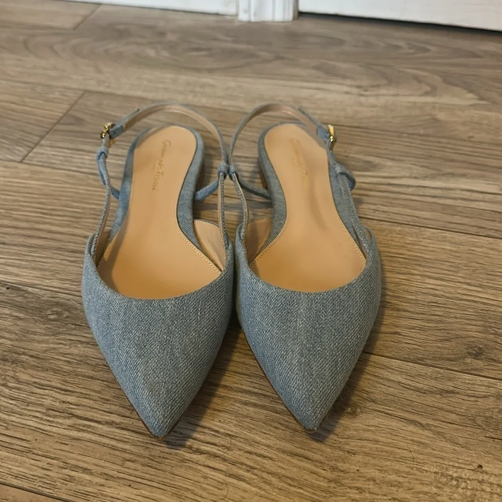 Gianvito Rossi Light Denim Slingback Flats